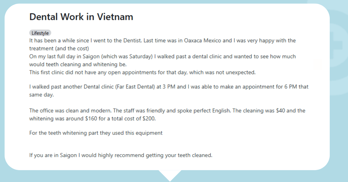 Review Dental Tourism in Vietnam