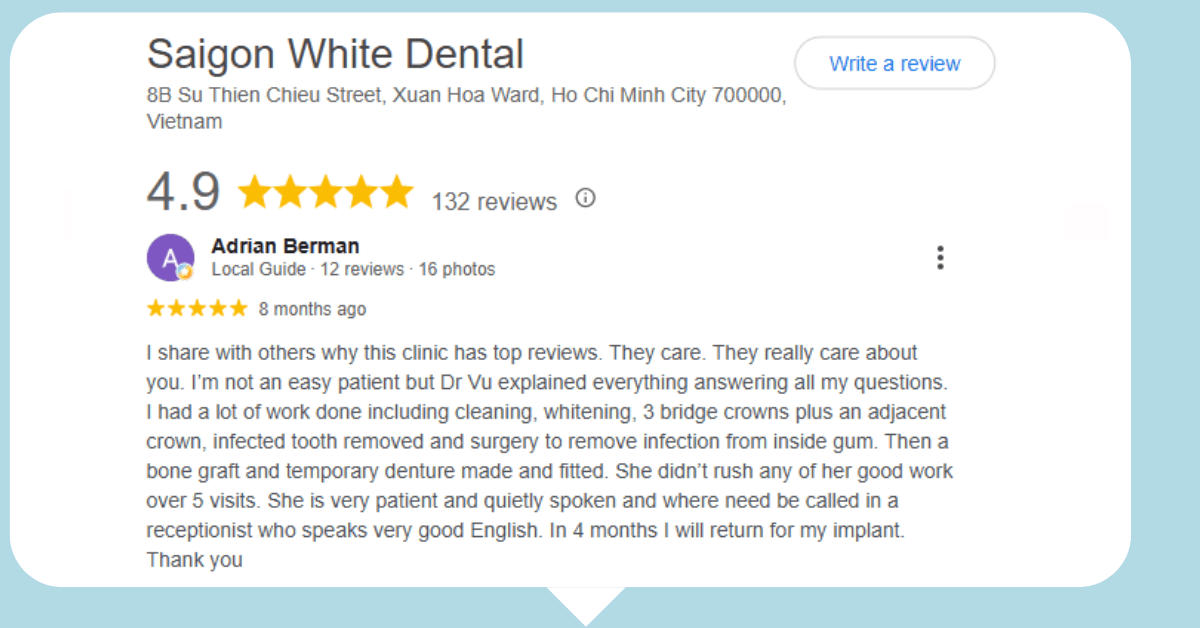 Feedback dentist in vietnam